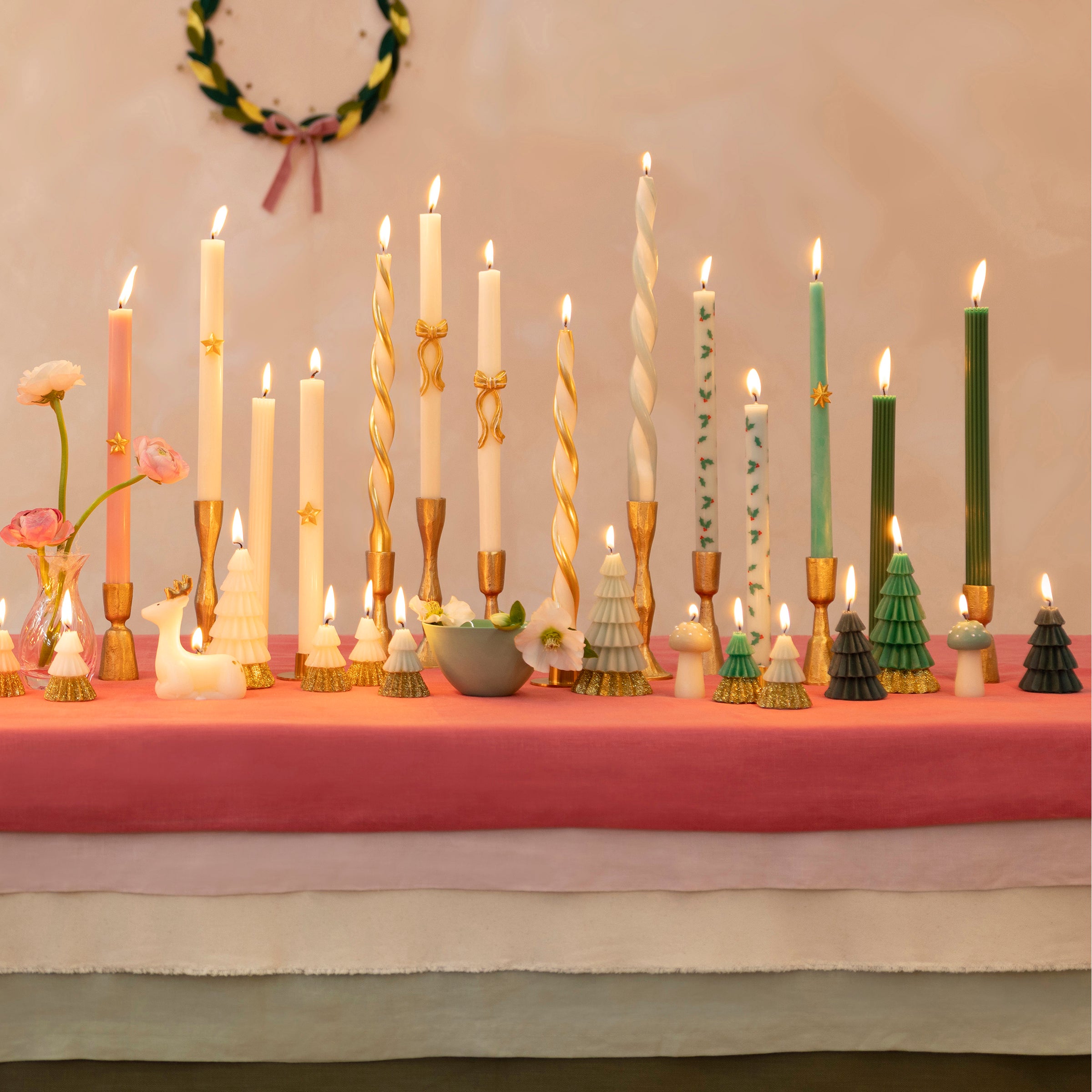 Festive Patterned Table Candles, Set of 8